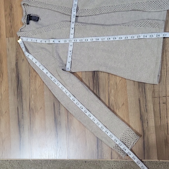 MARINA LUNA Tan Gold Angora Wool Twinkle Open Weave Cardigan - XL - Picture 11 of 11